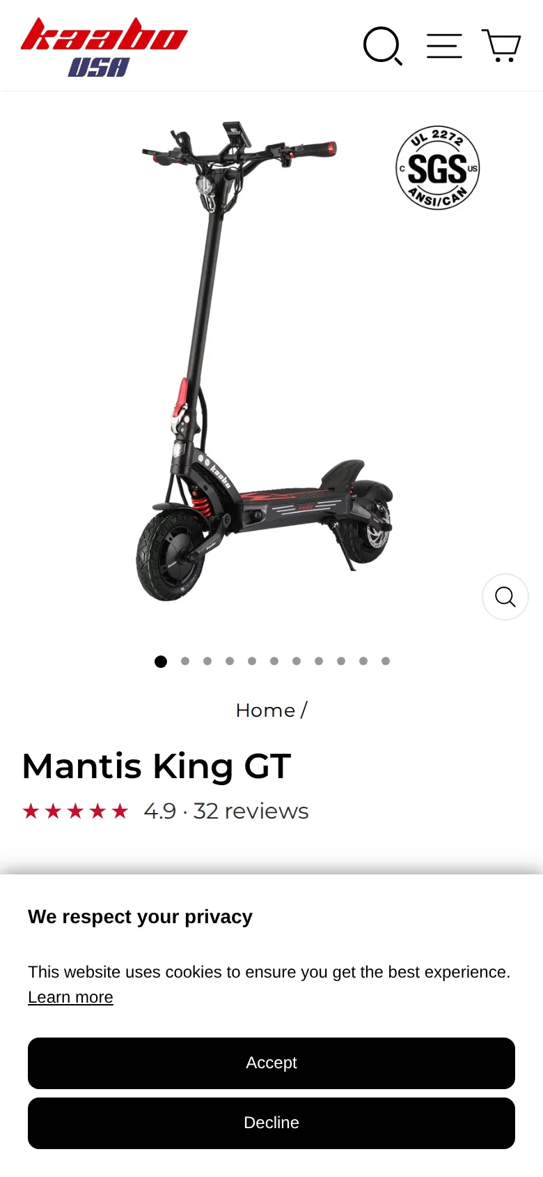 Trang Mantis King GT ở khổ điện thoại.