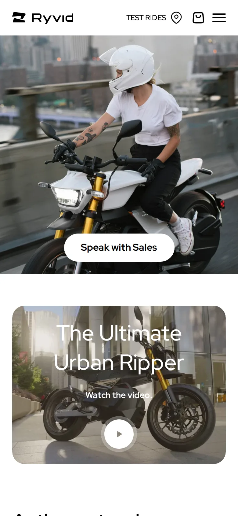The Ryvid Anthem page at phone width.