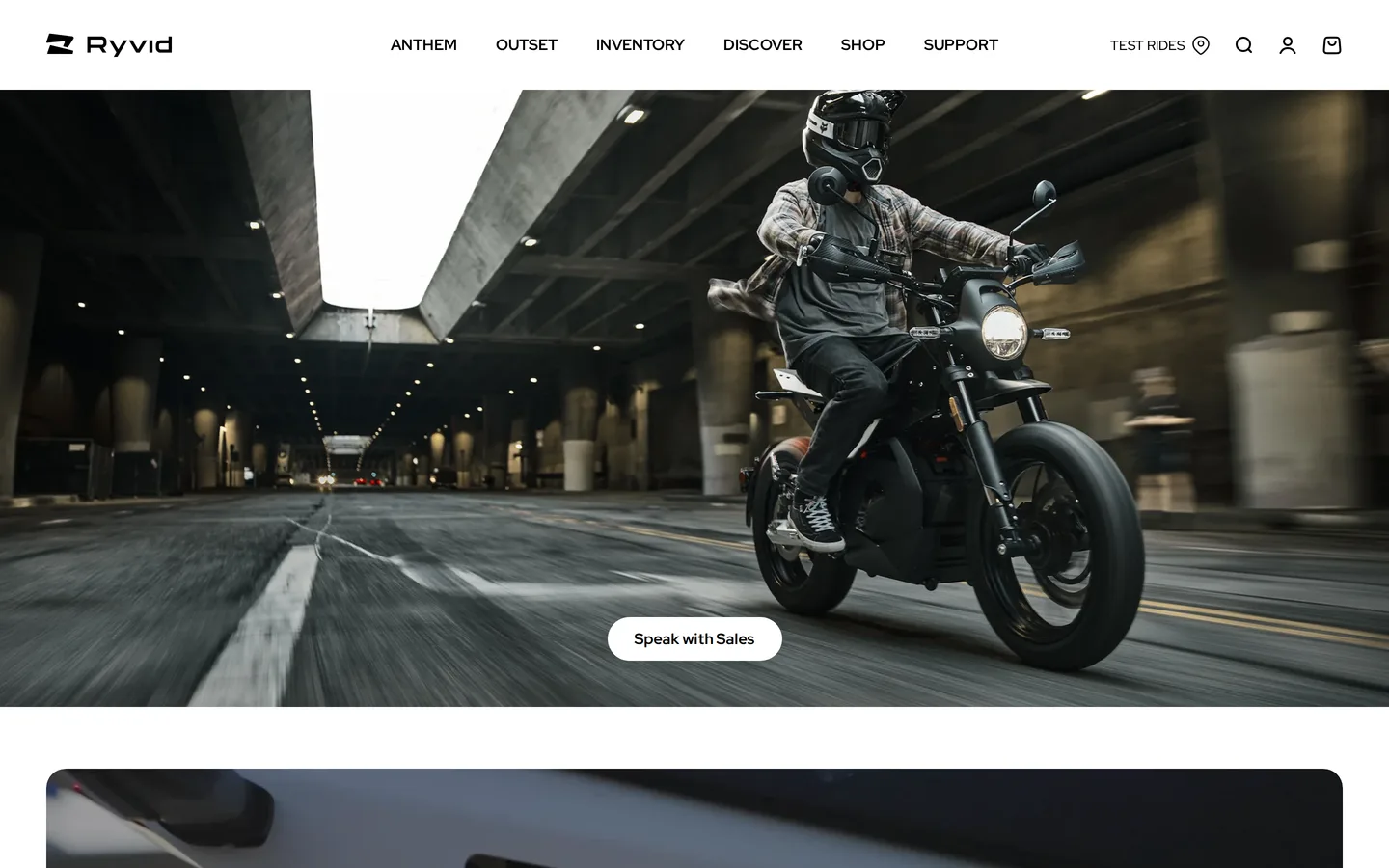 The Ryvid Outset page at ryvid.com, leading on adjustable suspension and multi-surface tyres.