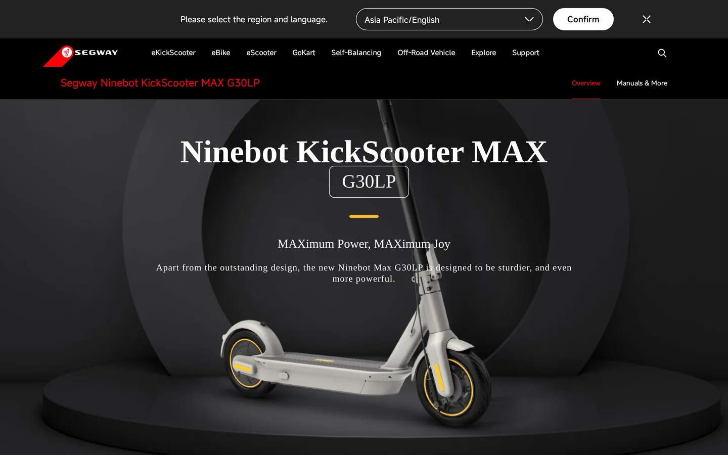 Trang MAX G30LP tại ap-en.segway.com, liệt kê chi tiết các lớp bảo vệ pin.