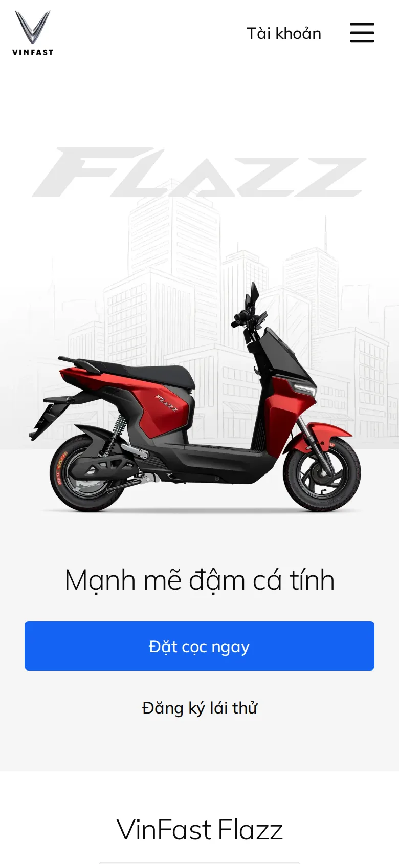 Trang Flazz ở khổ điện thoại.