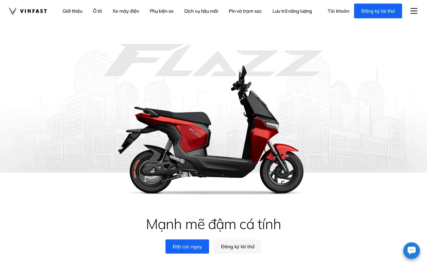 Trang Flazz trên vinfastauto.com — VinFast xếp mẫu này vào nhóm xe máy điện học sinh.