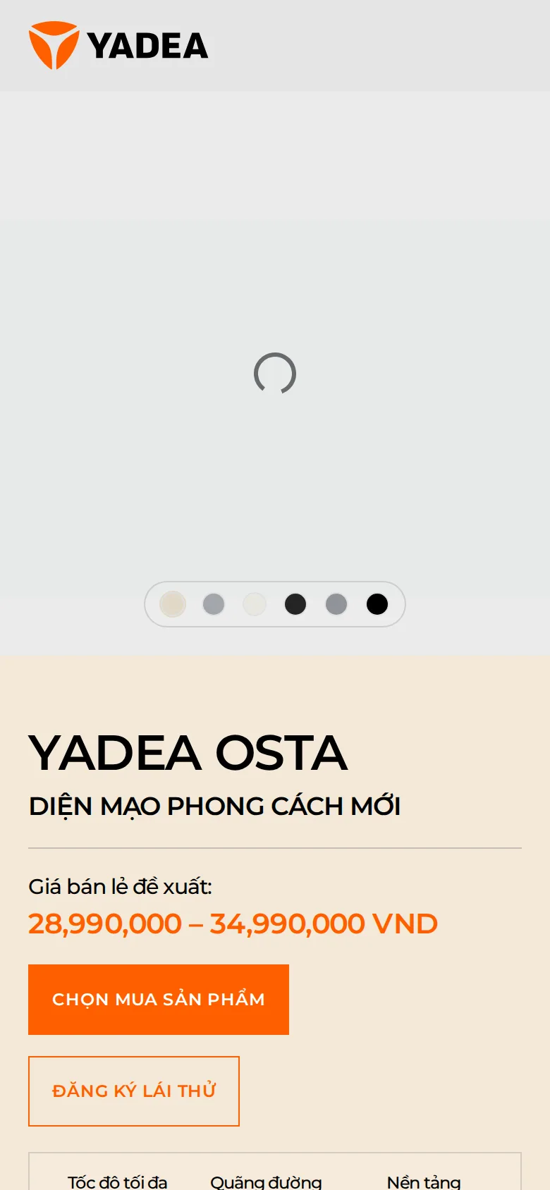 Trang Osta ở khổ điện thoại 390 px.