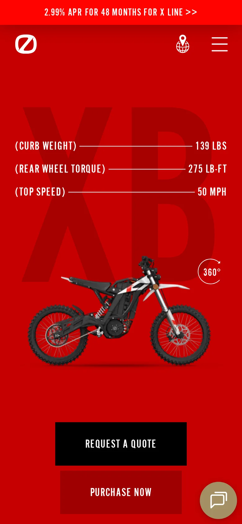The Zero XB page at phone width.