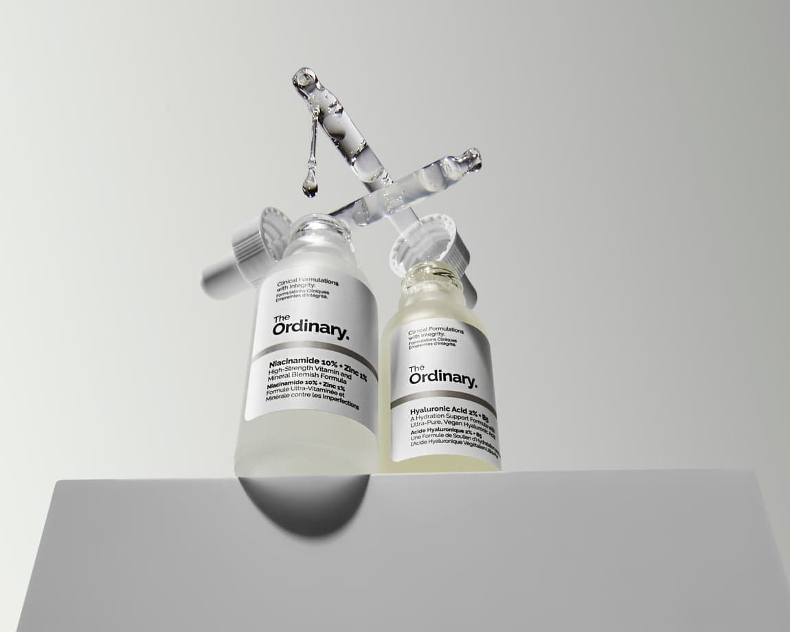 The Ordinary homepage, showing its clinically-labelled serum range