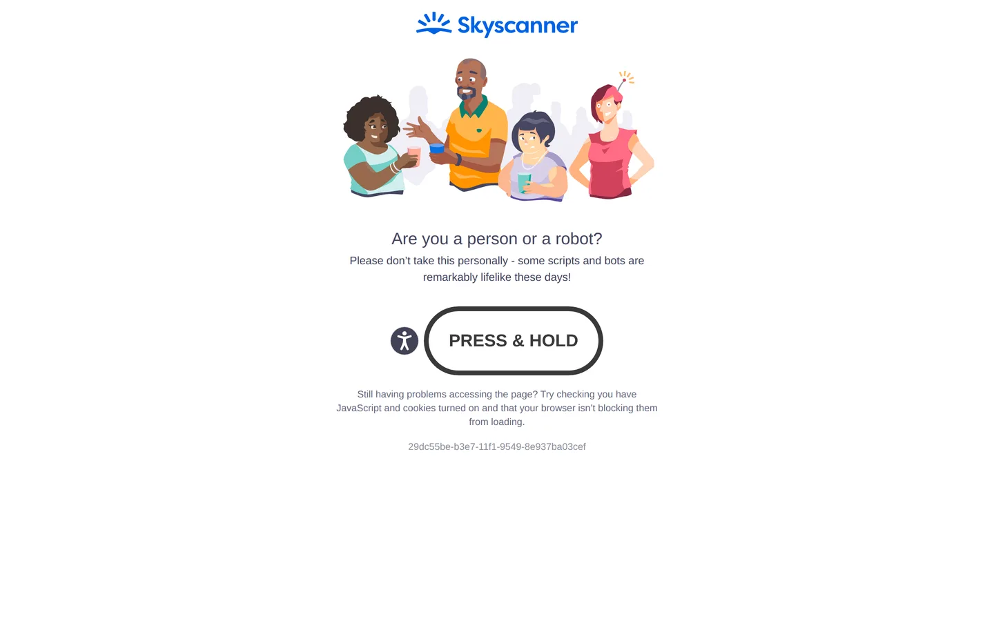 Skyscanner's landing page with the flight search form
