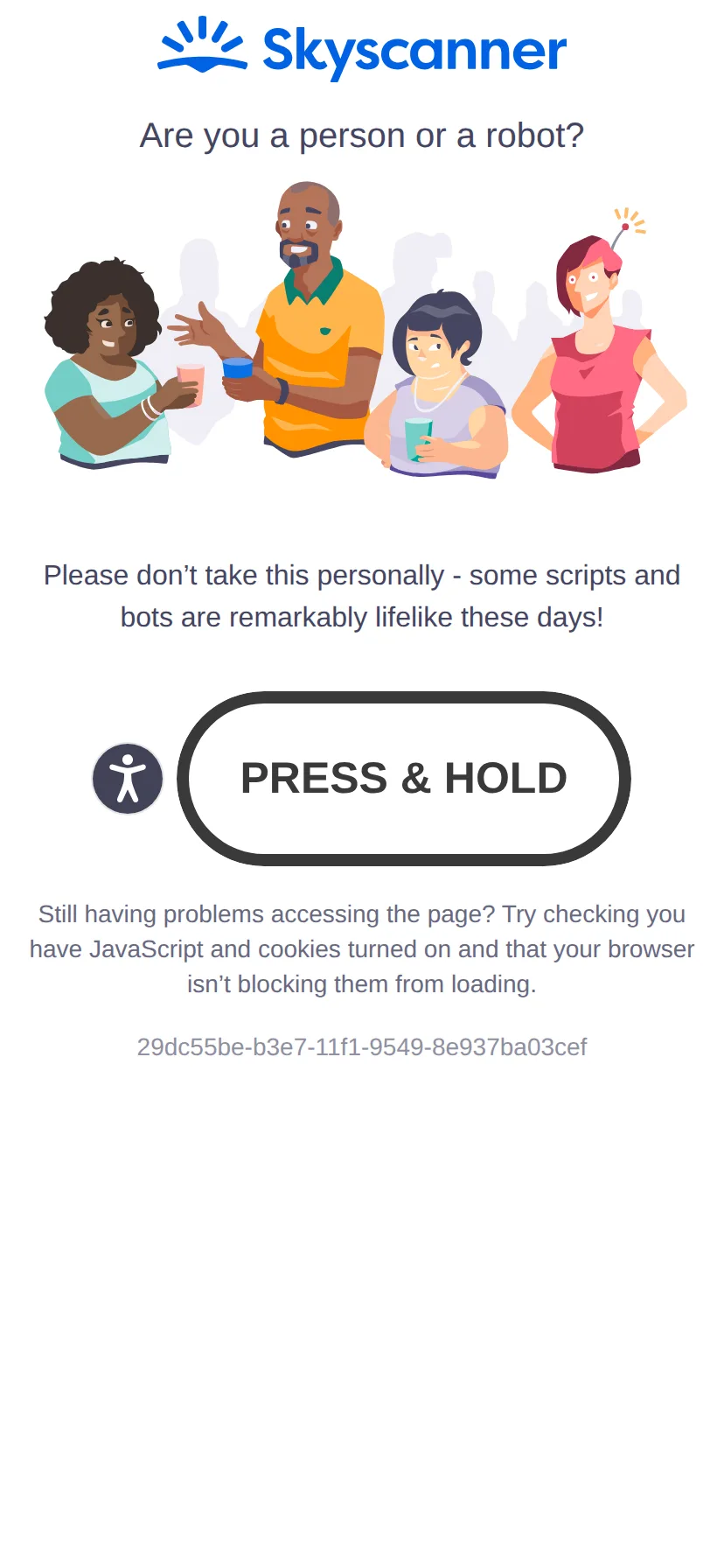Skyscanner's landing page rendered on a 414px-wide mobile viewport
