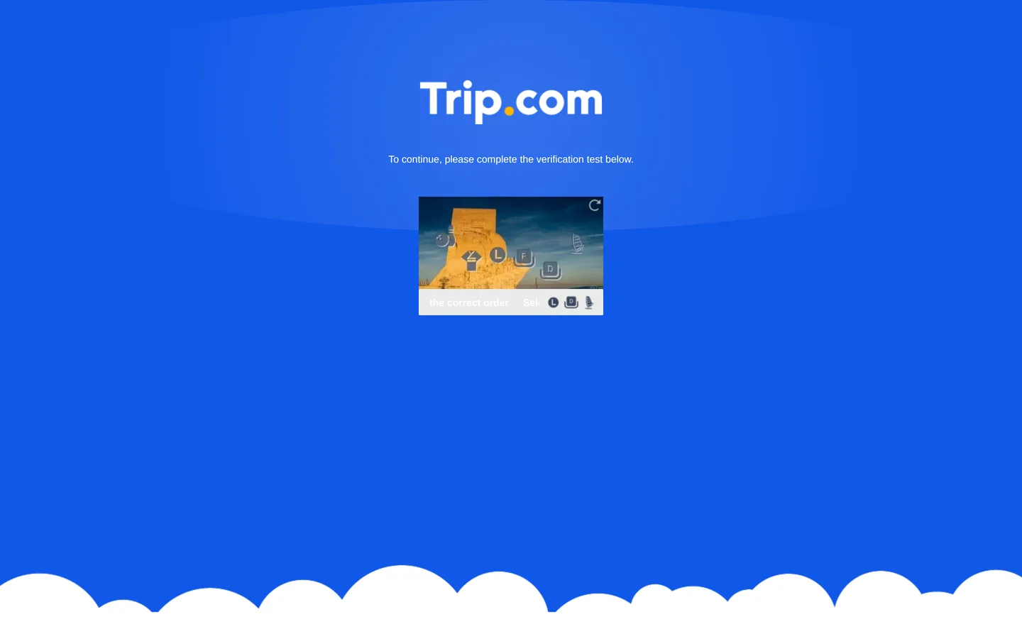 The Trip.com landing page with its multi-product search tabs