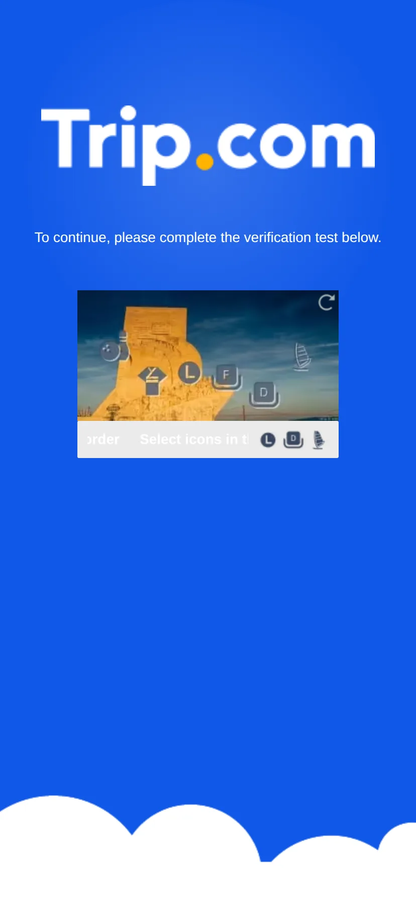 Trip.com's landing page rendered on a 414px-wide mobile viewport