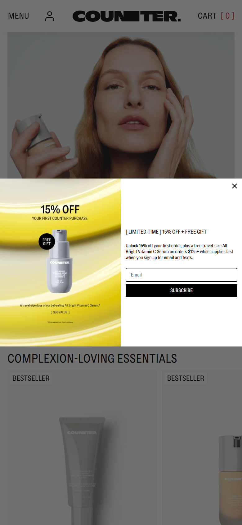 The Beautycounter site on a phone, showing a product page