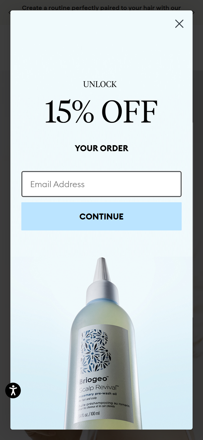The Briogeo site on a phone, showing the hair type finder