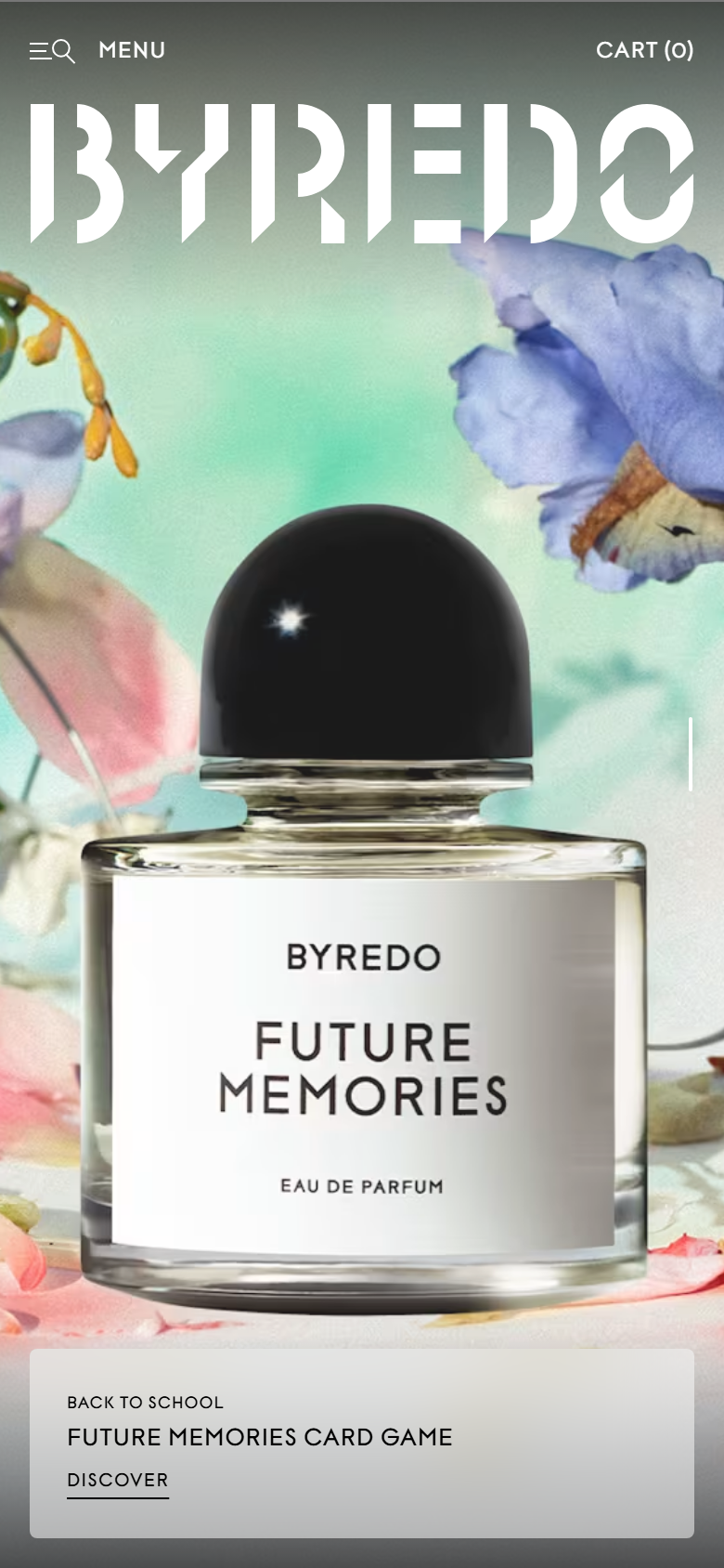 The Byredo site on a phone, showing a fragrance page