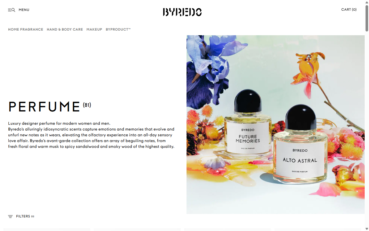 Byredo's brand story page
