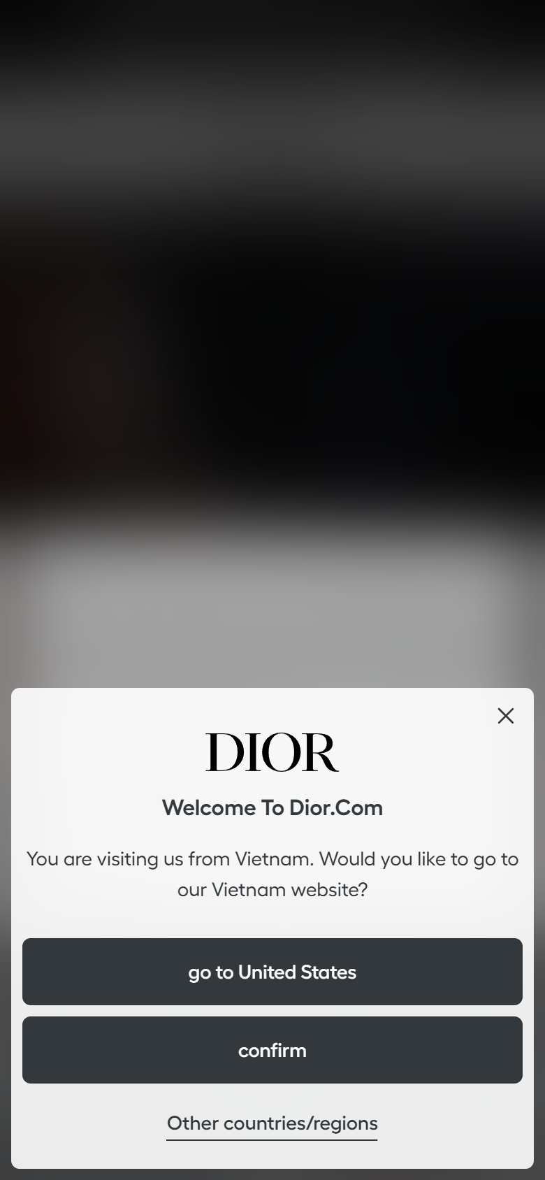 The Dior Beauty site on a phone, showing a product page