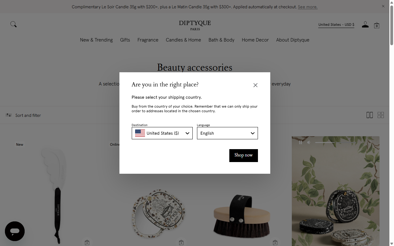 Diptyque's fragrance range, showing the oval-label bottles