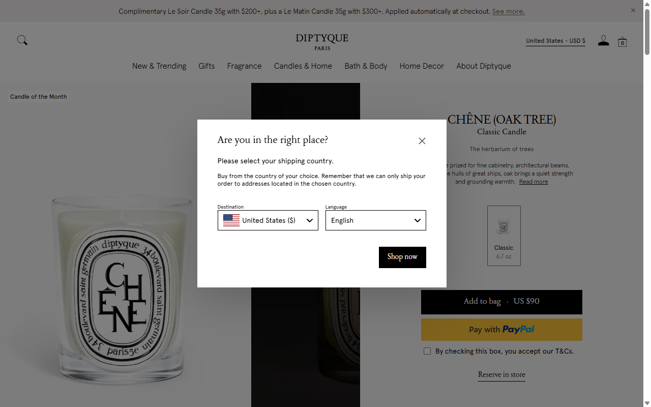 Diptyque's home fragrance range, including the Baies candle