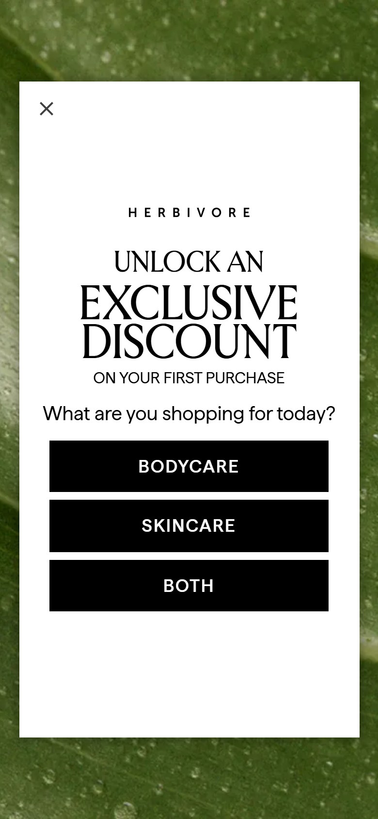 The Herbivore Botanicals site on a phone, showing a product page