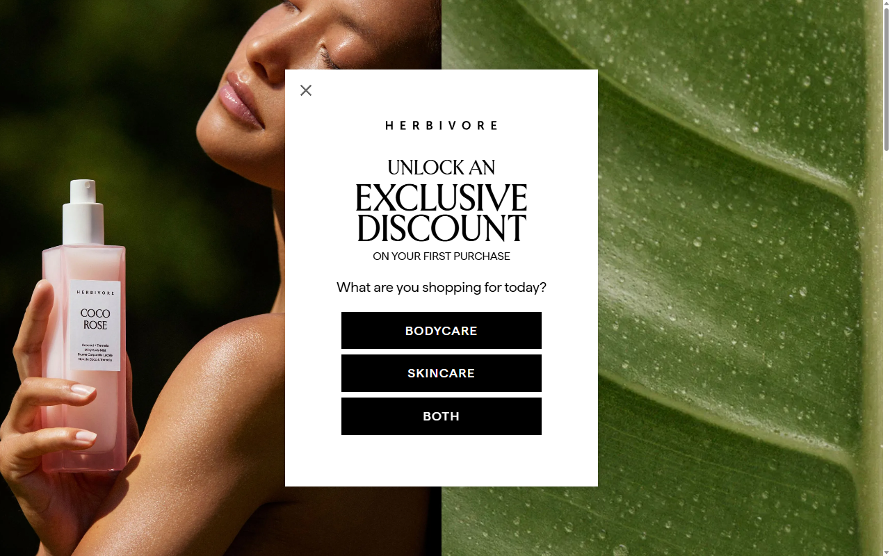 Herbivore Botanicals' about page, describing its natural formulation approach