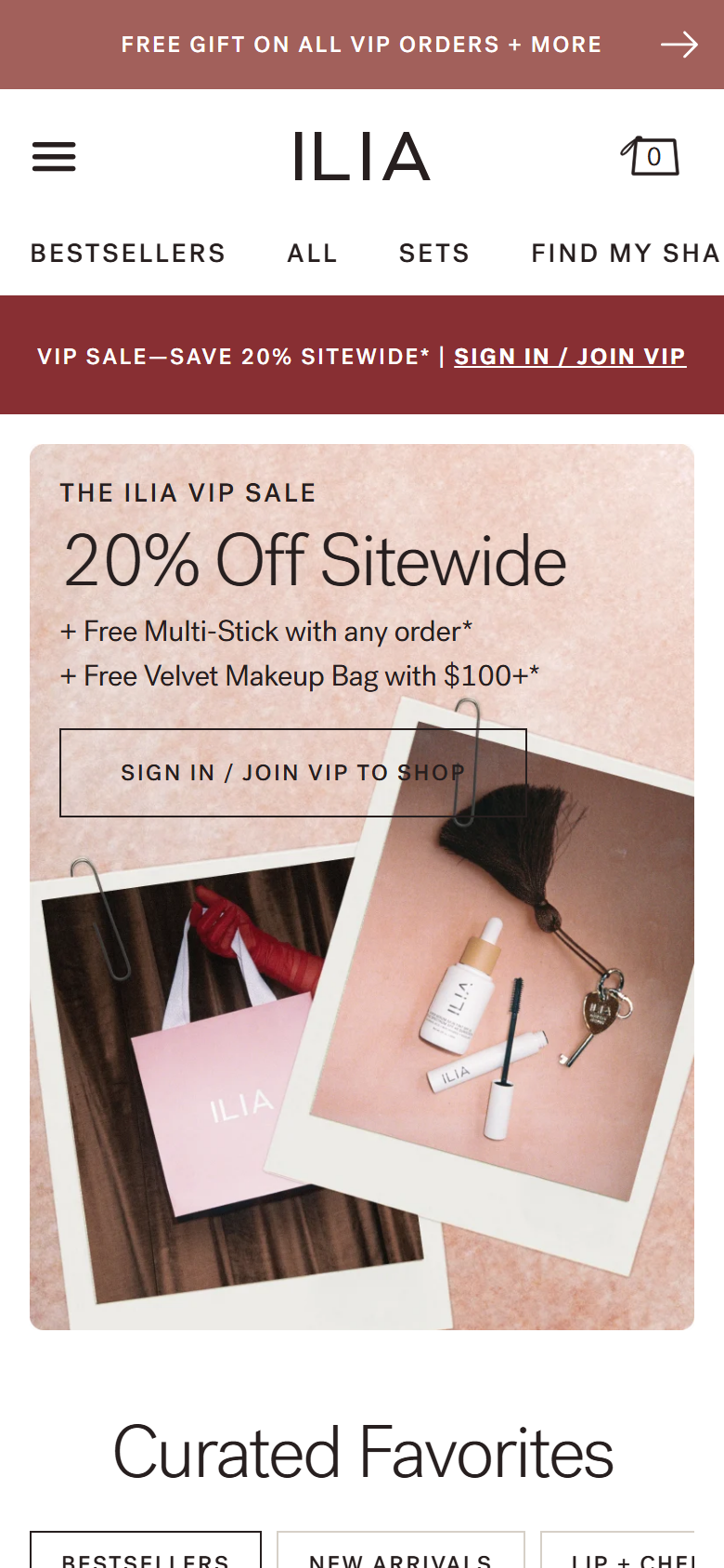 The Ilia Beauty site on a phone, showing the shade finder