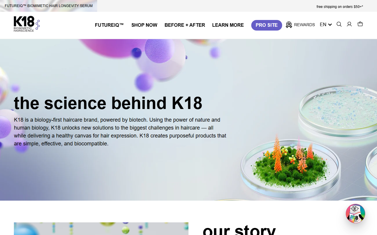K18's science page explaining the peptide mechanism