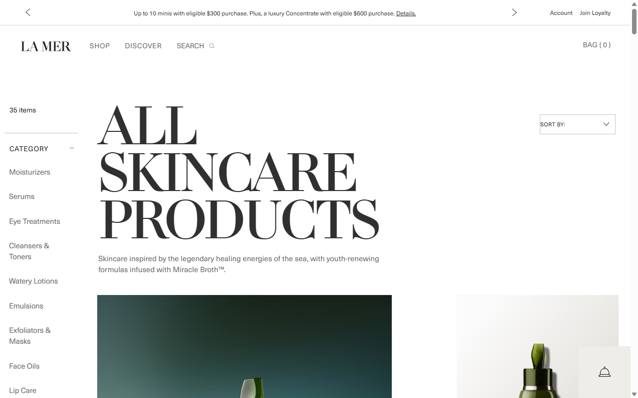 La Mer's brand story page, describing the Miracle Broth