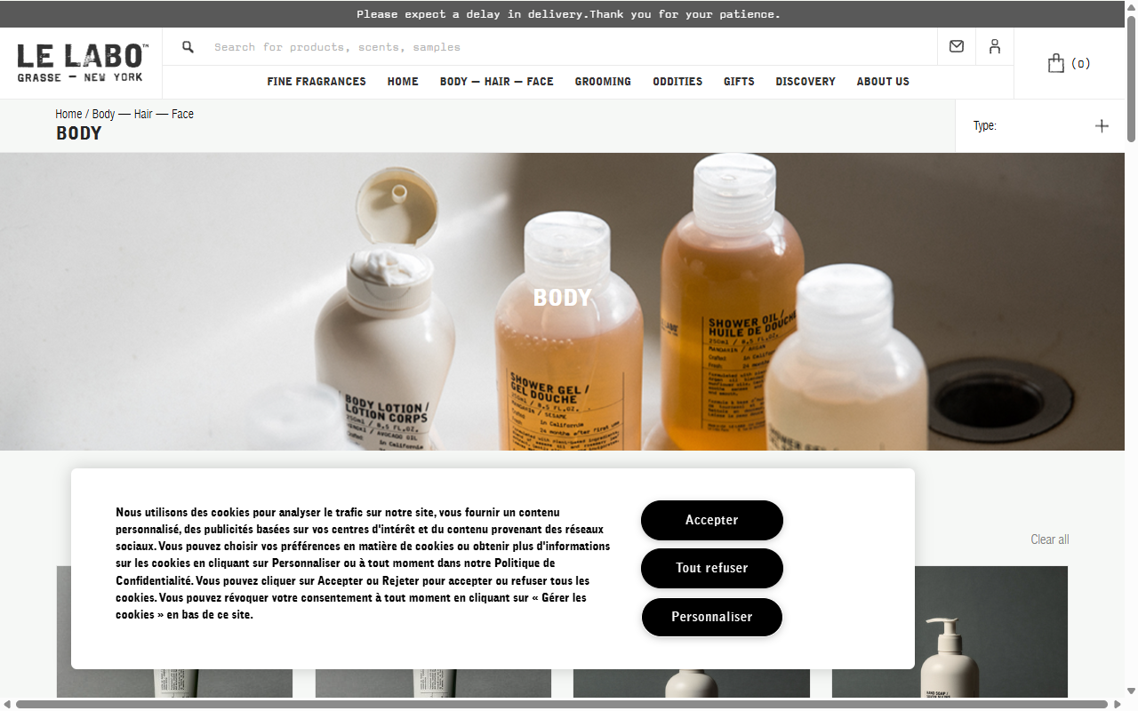 Le Labo's fragrance range, showing the numbered compositions