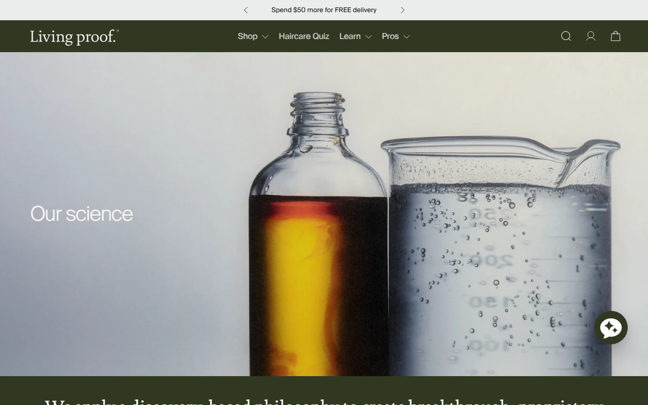 Living Proof's science page describing its molecules