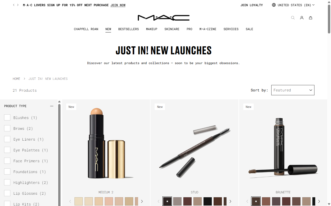 MAC's complexion range, showing the Studio Fix line