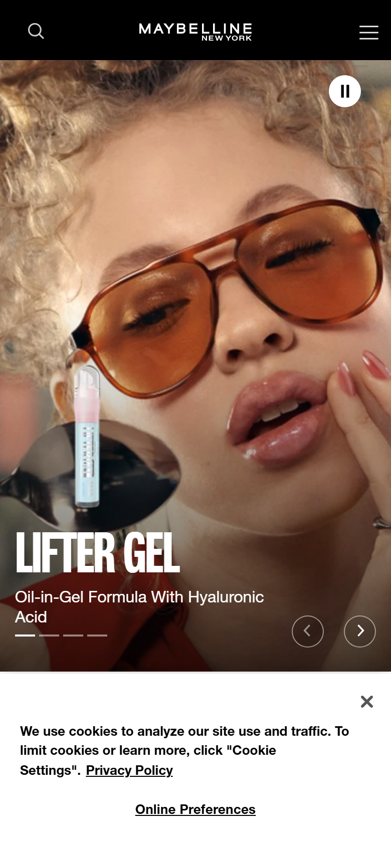The Maybelline site on a phone, showing the Fit Me shade finder