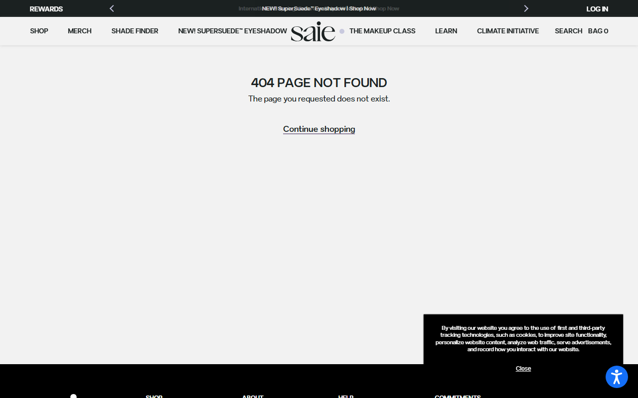 Saie's standards page, describing its formulation and packaging criteria