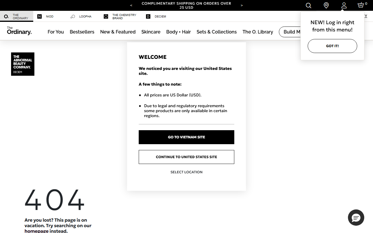 The Ordinary's product catalogue, organised by ingredient name