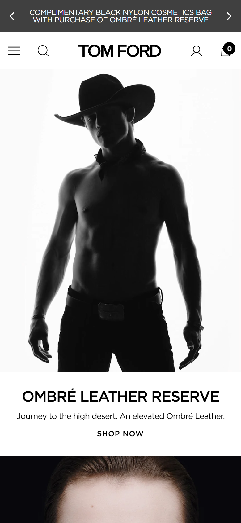 The Tom Ford Beauty site on a phone, showing a fragrance page