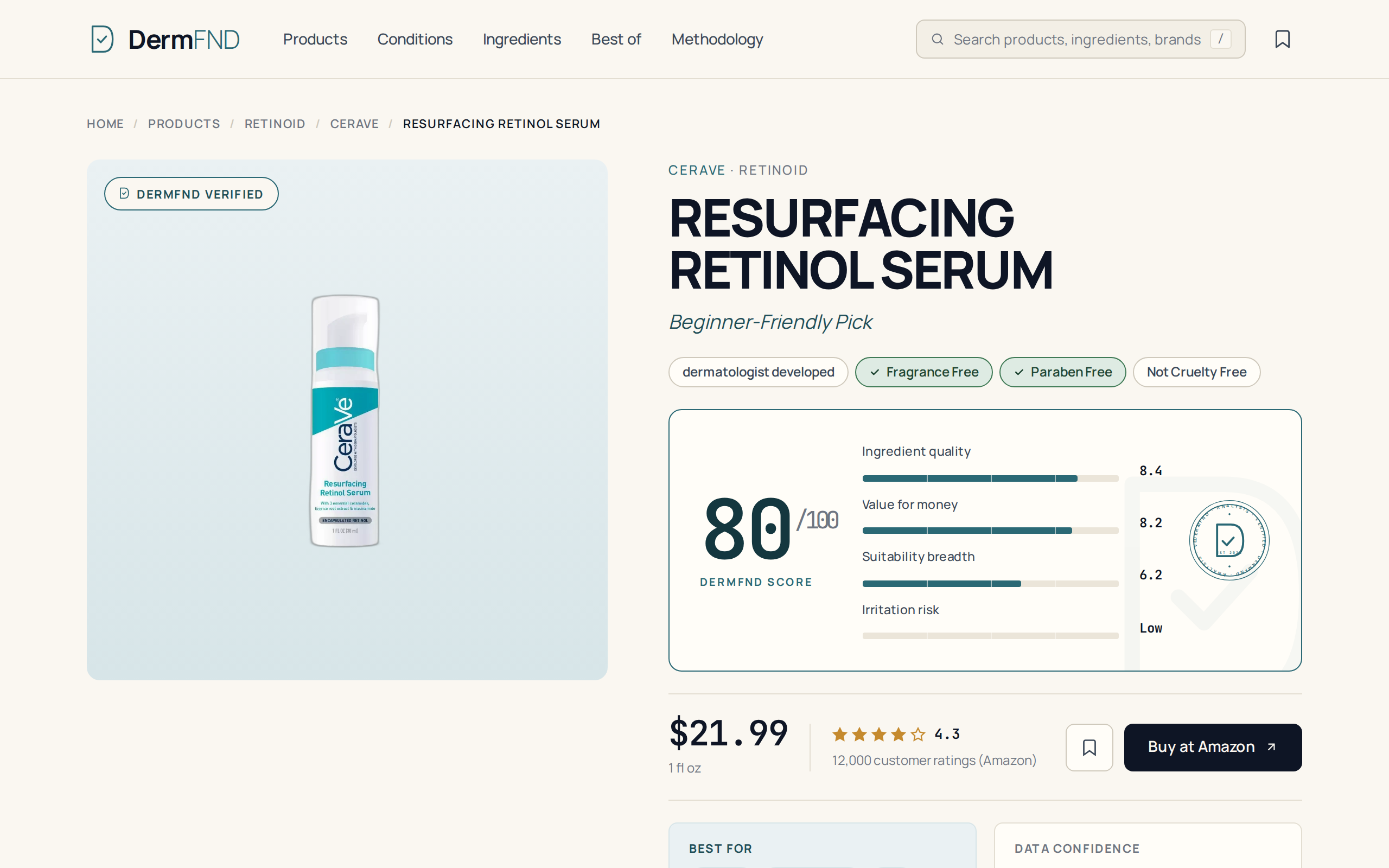DermFND's independent analysis of the CeraVe serum
