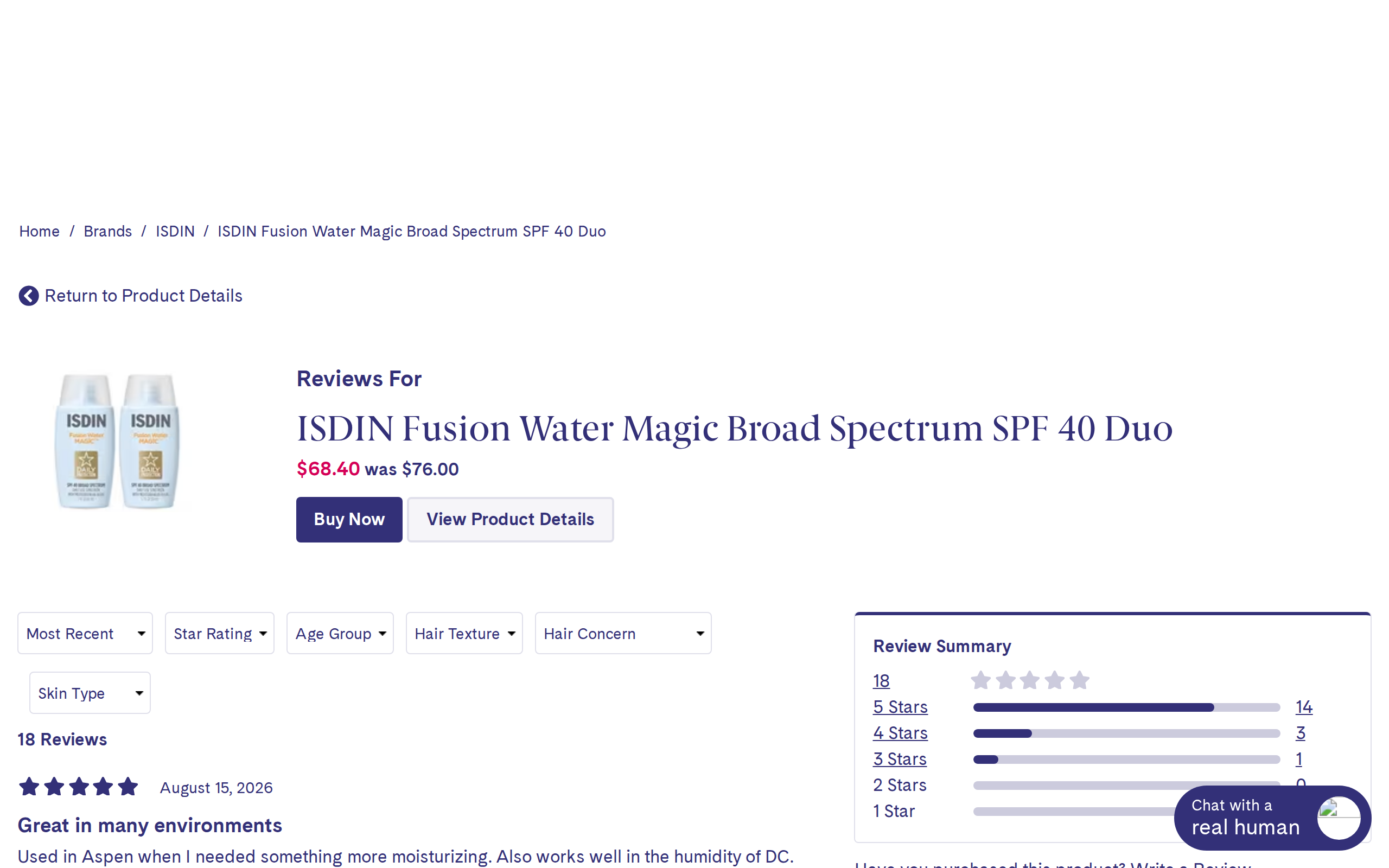 Customer reviews of ISDIN Fusion Water Magic on LovelySkin