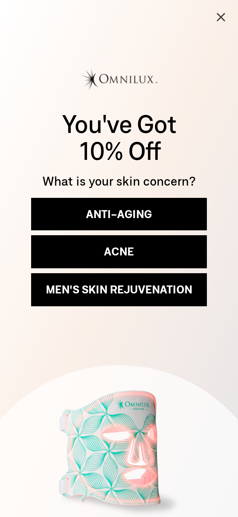 Omnilux Contour Face product page on a phone-width screen