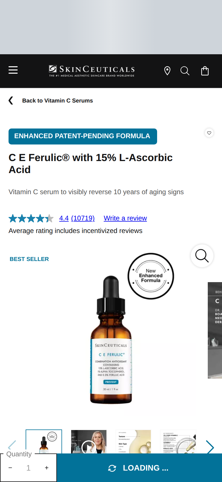 SkinCeuticals C E Ferulic page at phone width