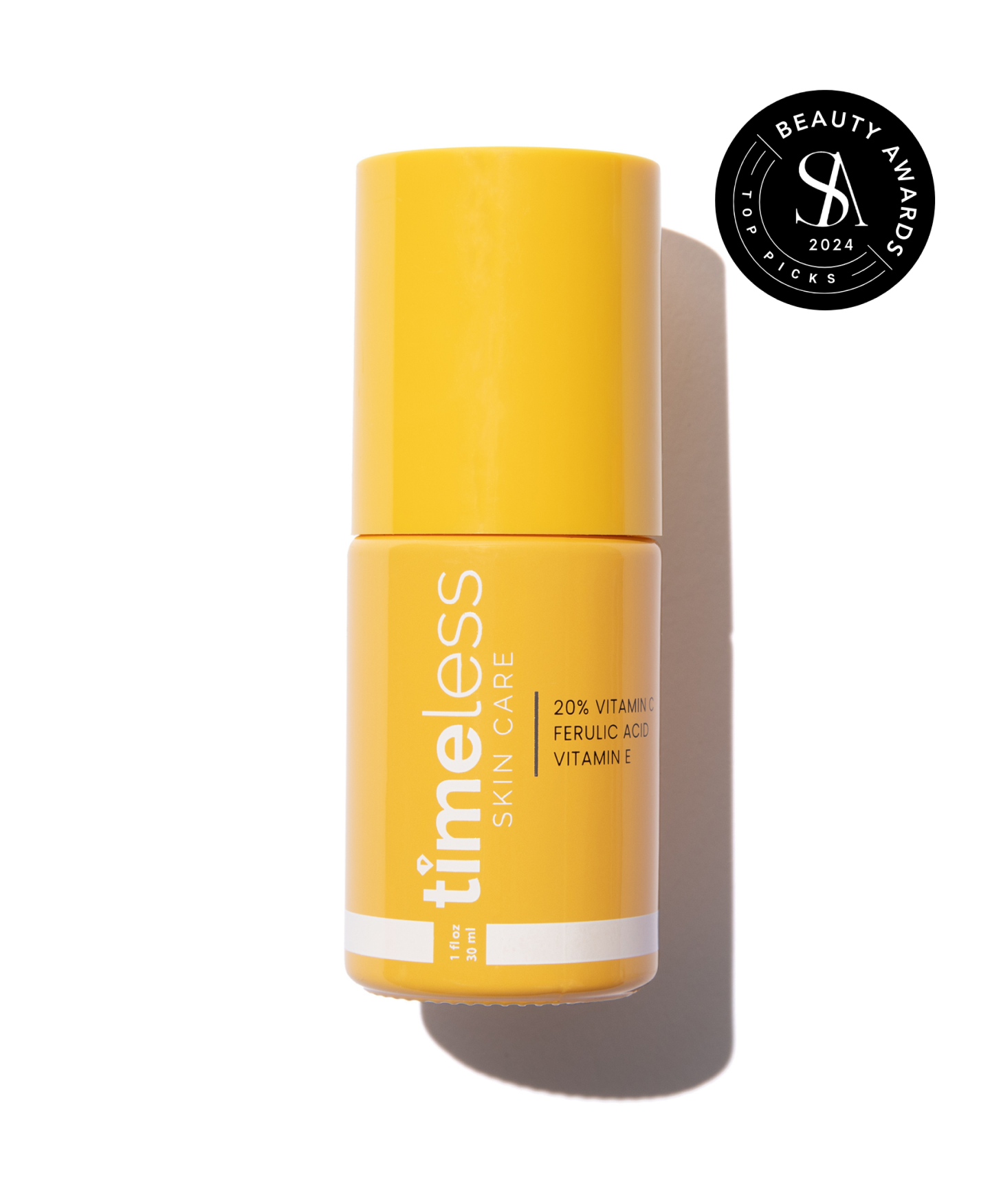 Timeless 20% Vitamin C + E Ferulic Acid Serum packshot with its outer box on a white background