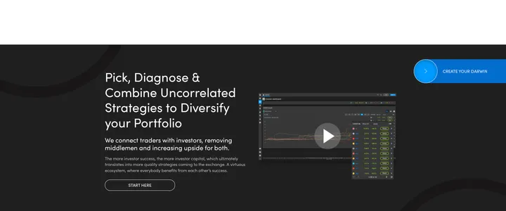 Darwinex investors page headline about picking, diagnosing and combining uncorrelated strategies