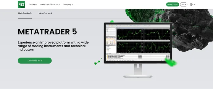FBS MetaTrader 5 download page banner