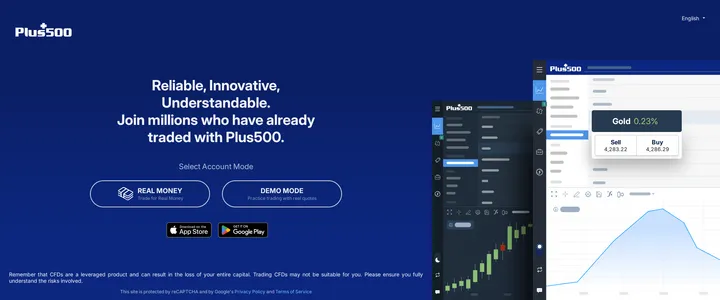 Plus500 WebTrader's account mode selection screen