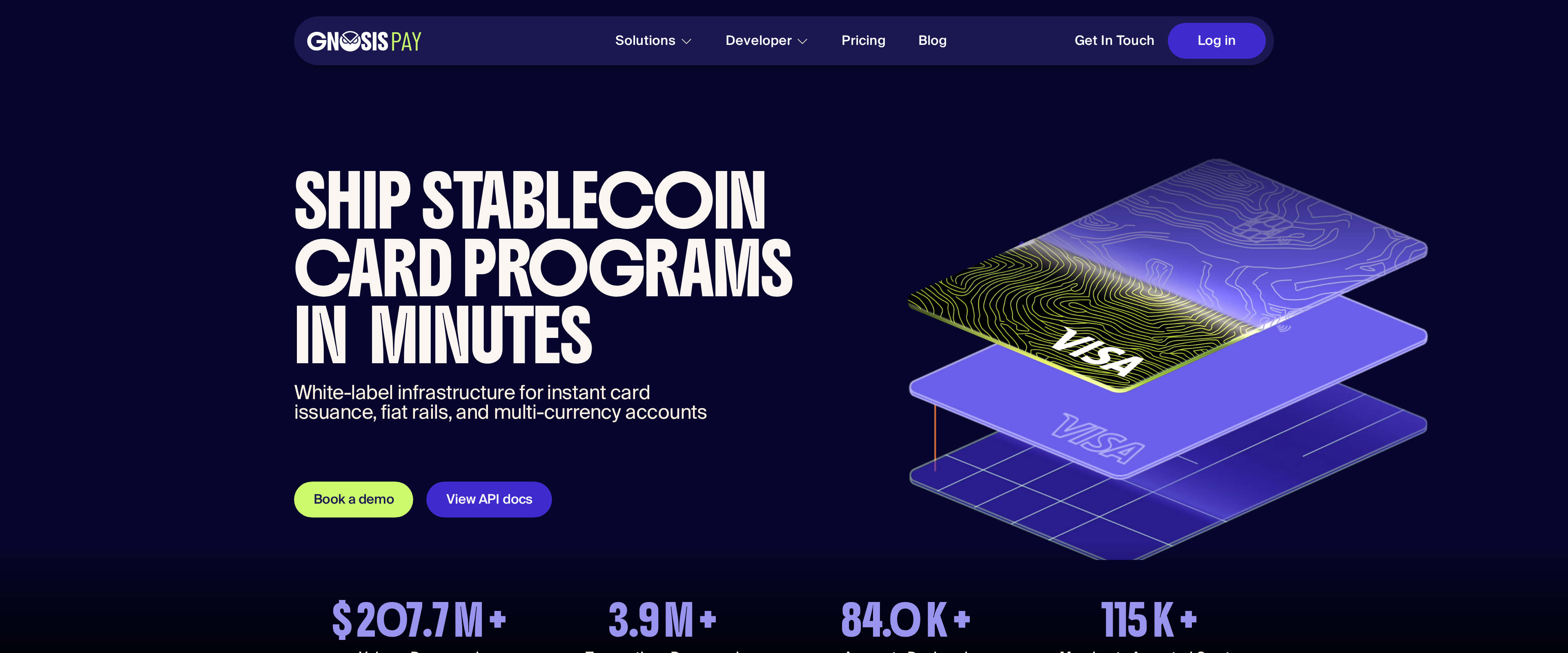 The Gnosis Pay website now positioned as Card Programs, white-label infrastructure for stablecoin cards