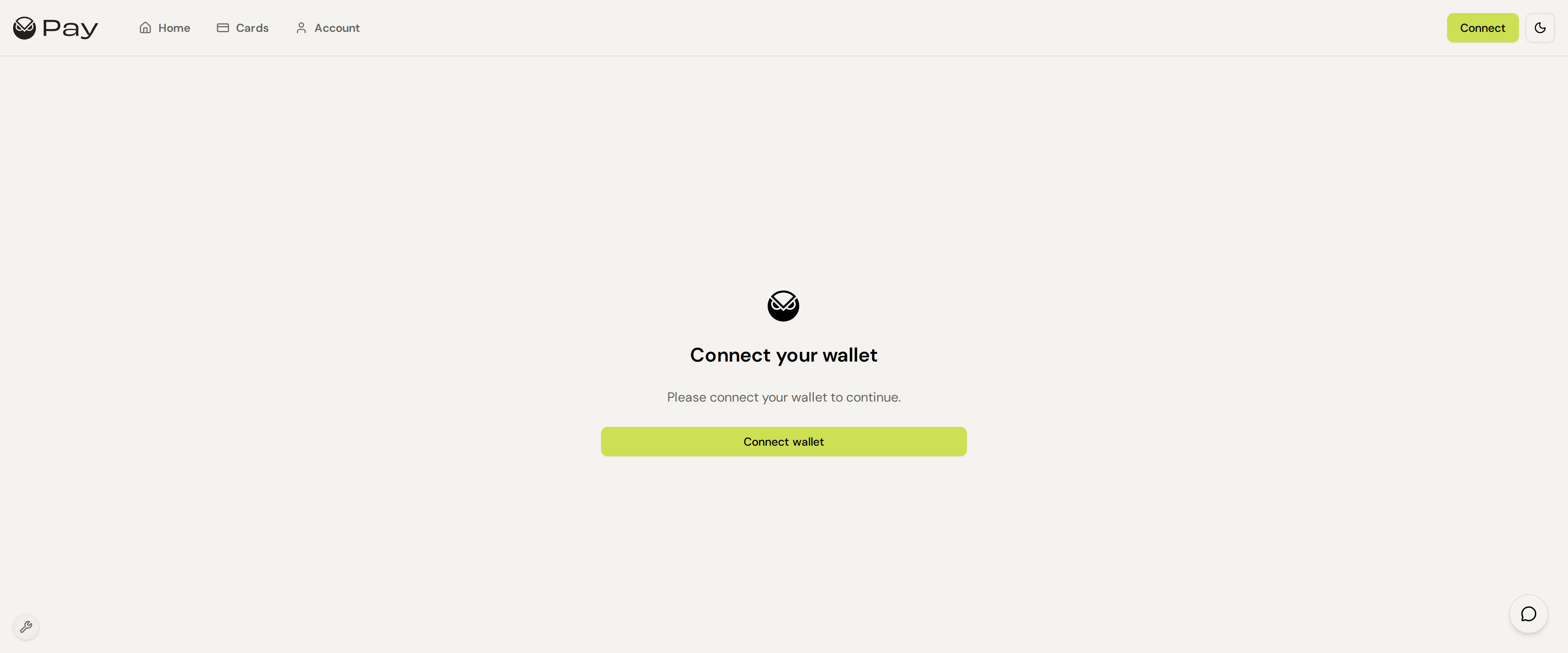 Gnosis Pay's connect-wallet screen, the remaining step in its own direct signup flow