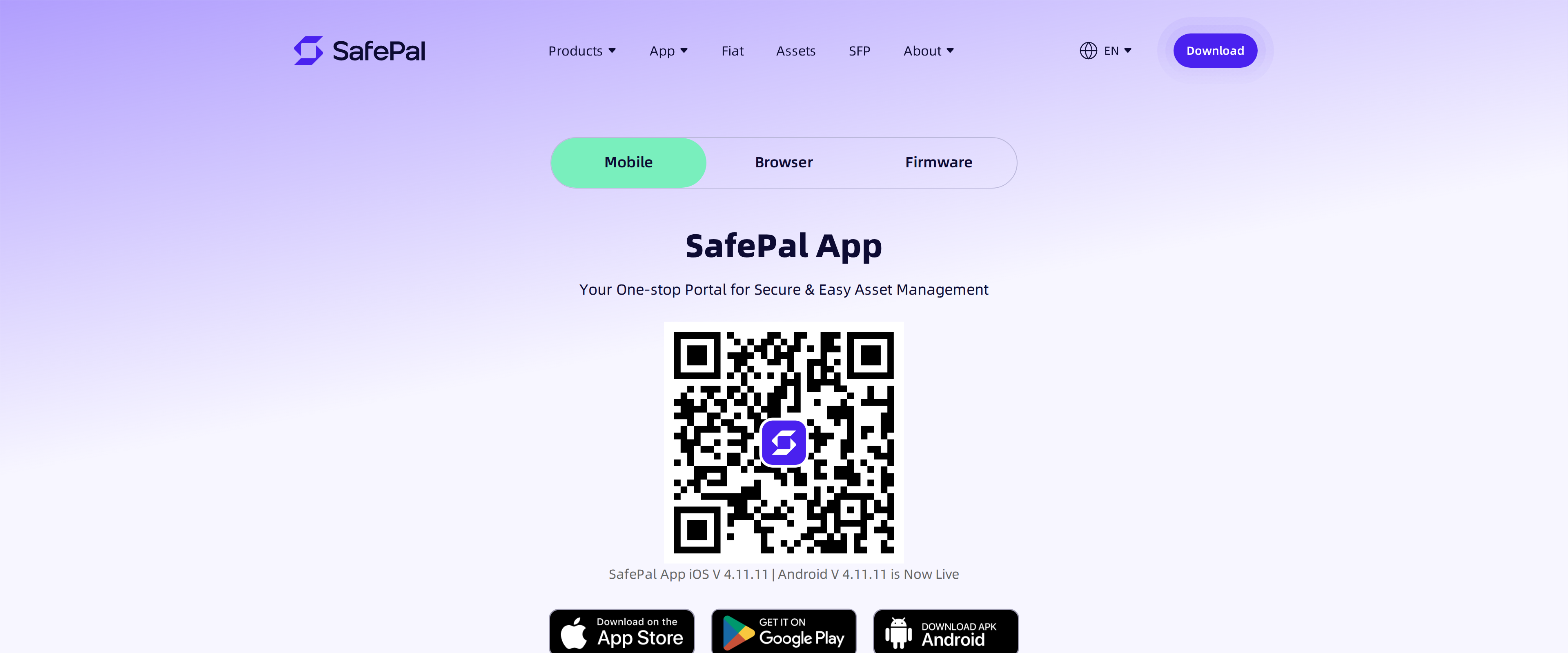 SafePal Download Center listing the SafePal App version 4.11.11 for iOS and Android