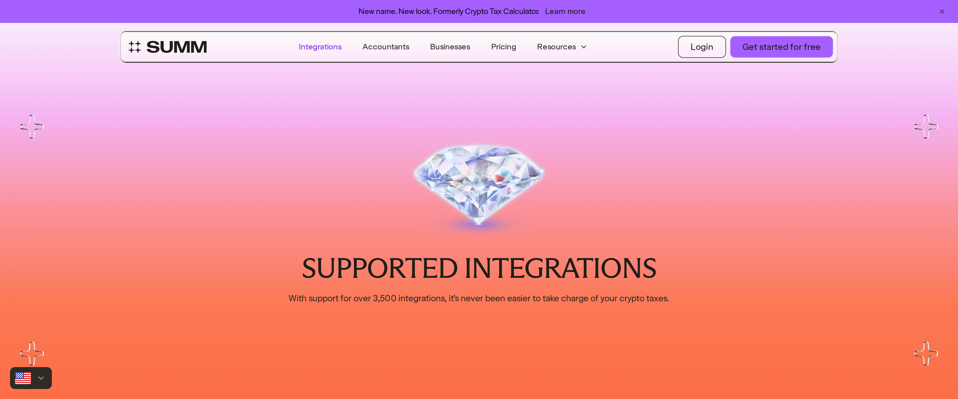 Summ's integrations page advertising support for over 3,500 platforms