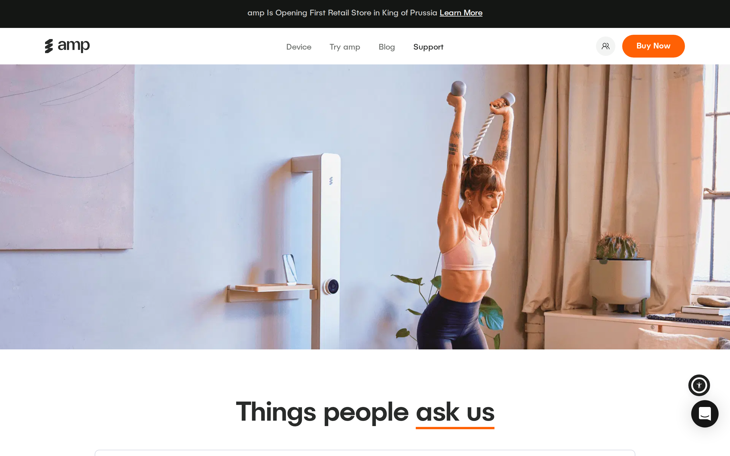 amp FAQ page headed Things people ask us