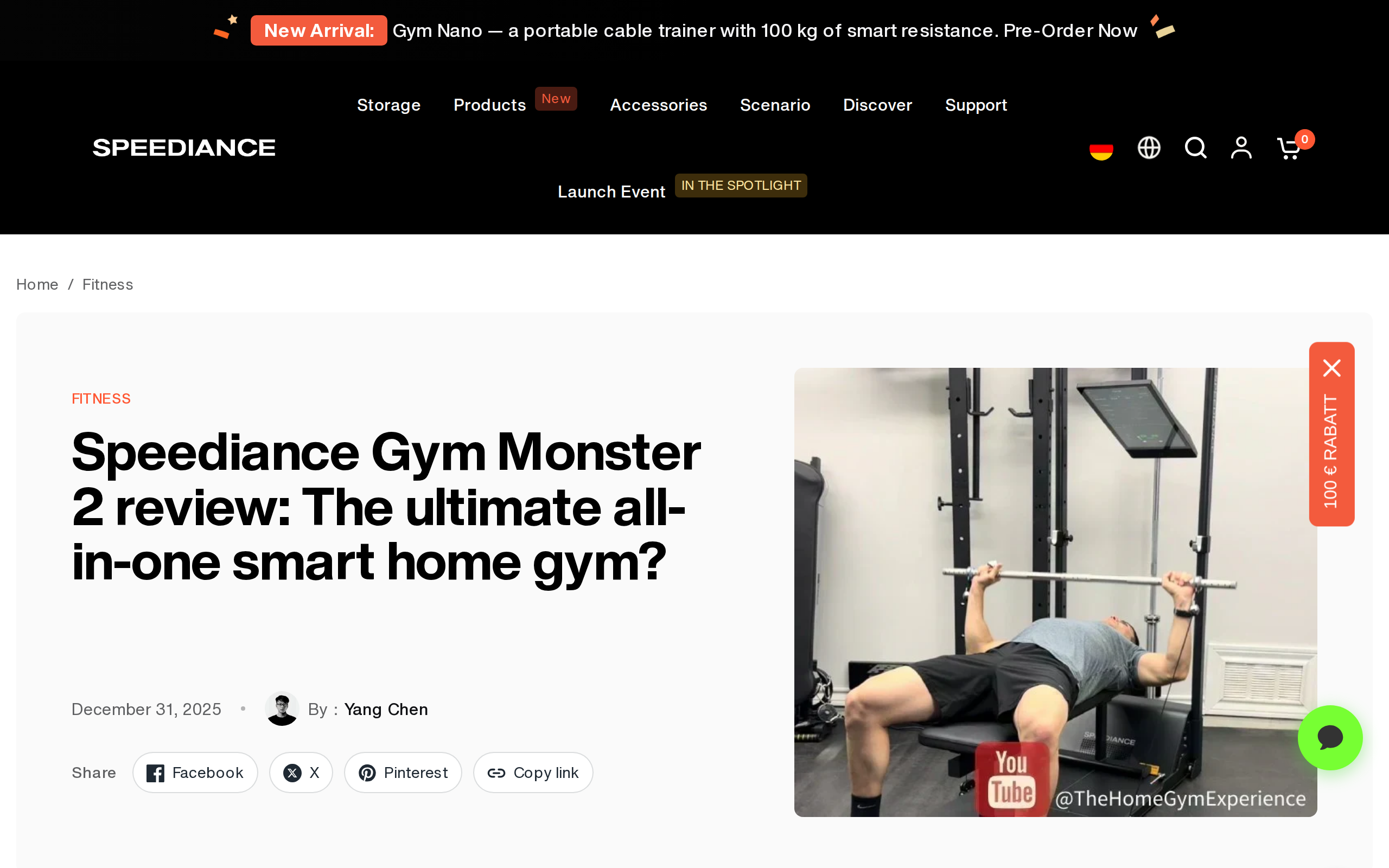Maker's own Gym Monster 2 review article on the Speediance Europe site